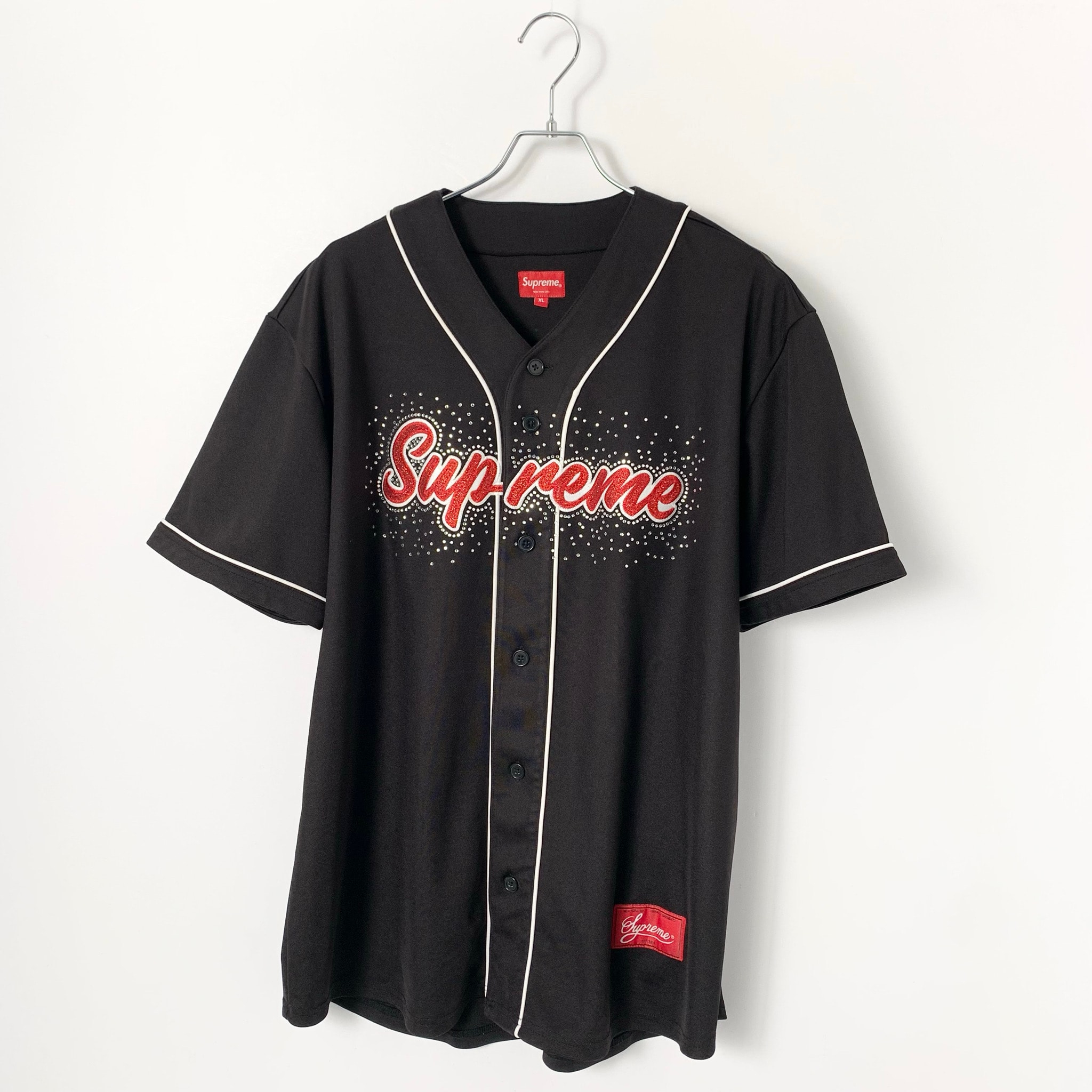 Supreme Rhinestone Baseball Jersey "Black"