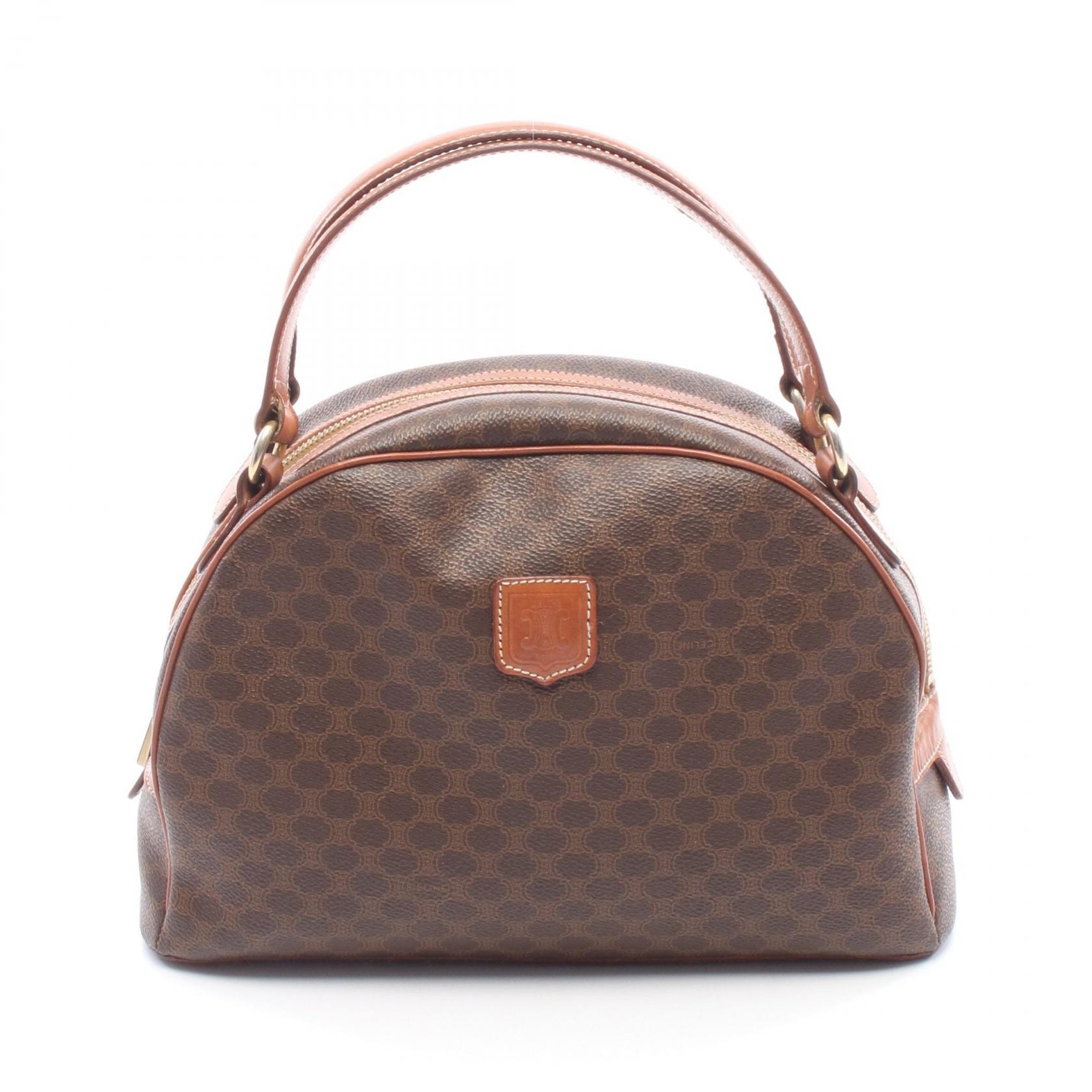 セリーヌ CELINE マカダム ハンドバッグ バッグ PVCコーティングキャンバス レザー レディース ブラウン系 【中古】