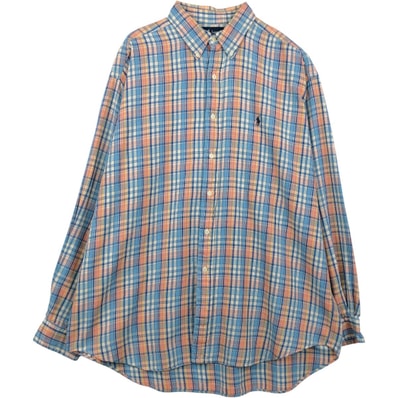 古着 ラルフローレン Ralph Lauren BLAIRE 長袖 ボタンダウンチェックシャツ メンズXL相当/eaa659230