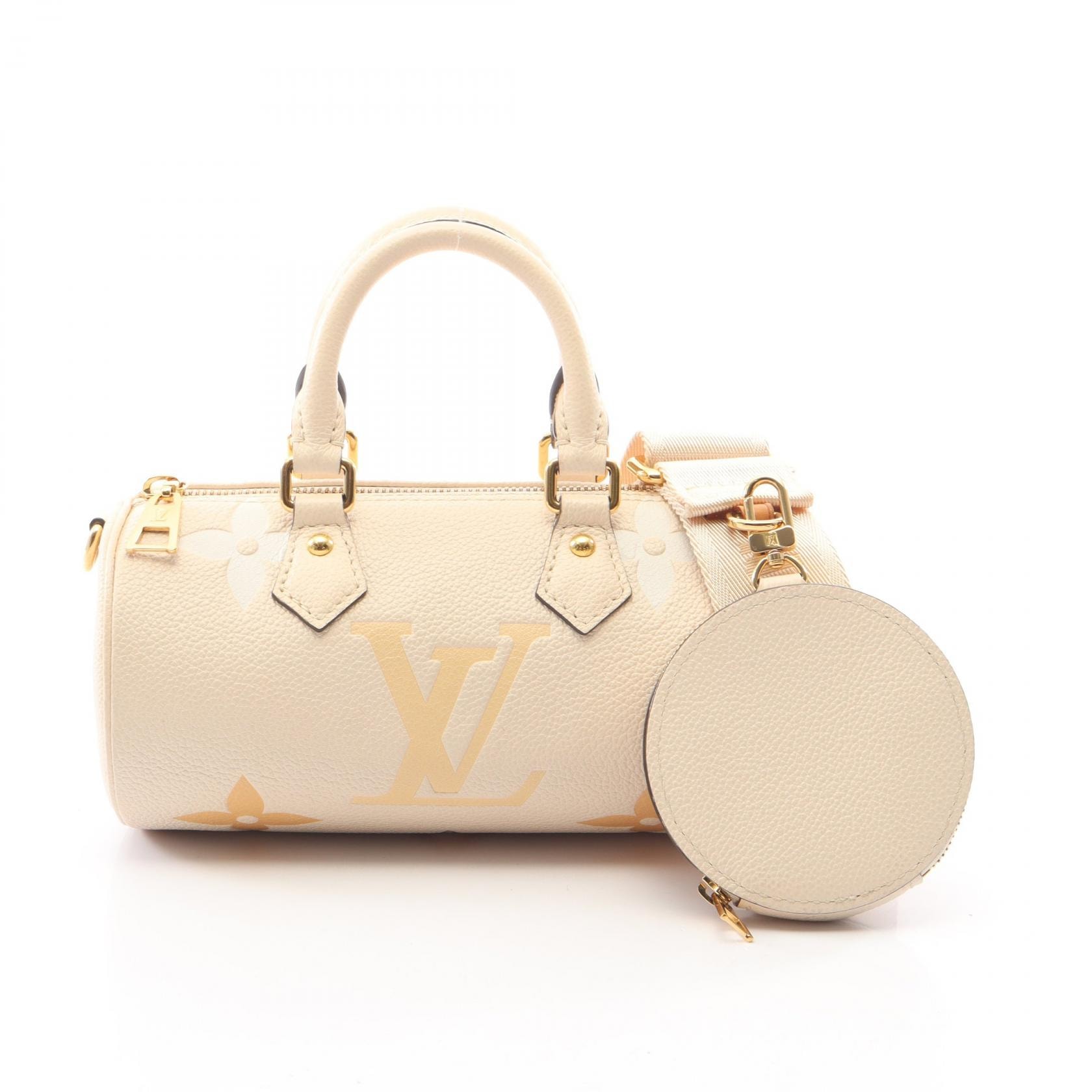 ルイ・ヴィトン LOUIS VUITTON パピヨンBB 2WAY ハンドバッグ バッグ レザー モノグラム・アンプラント クレームサフラン レディース アイボリー系 / ベージュ系 M45708 【中古】