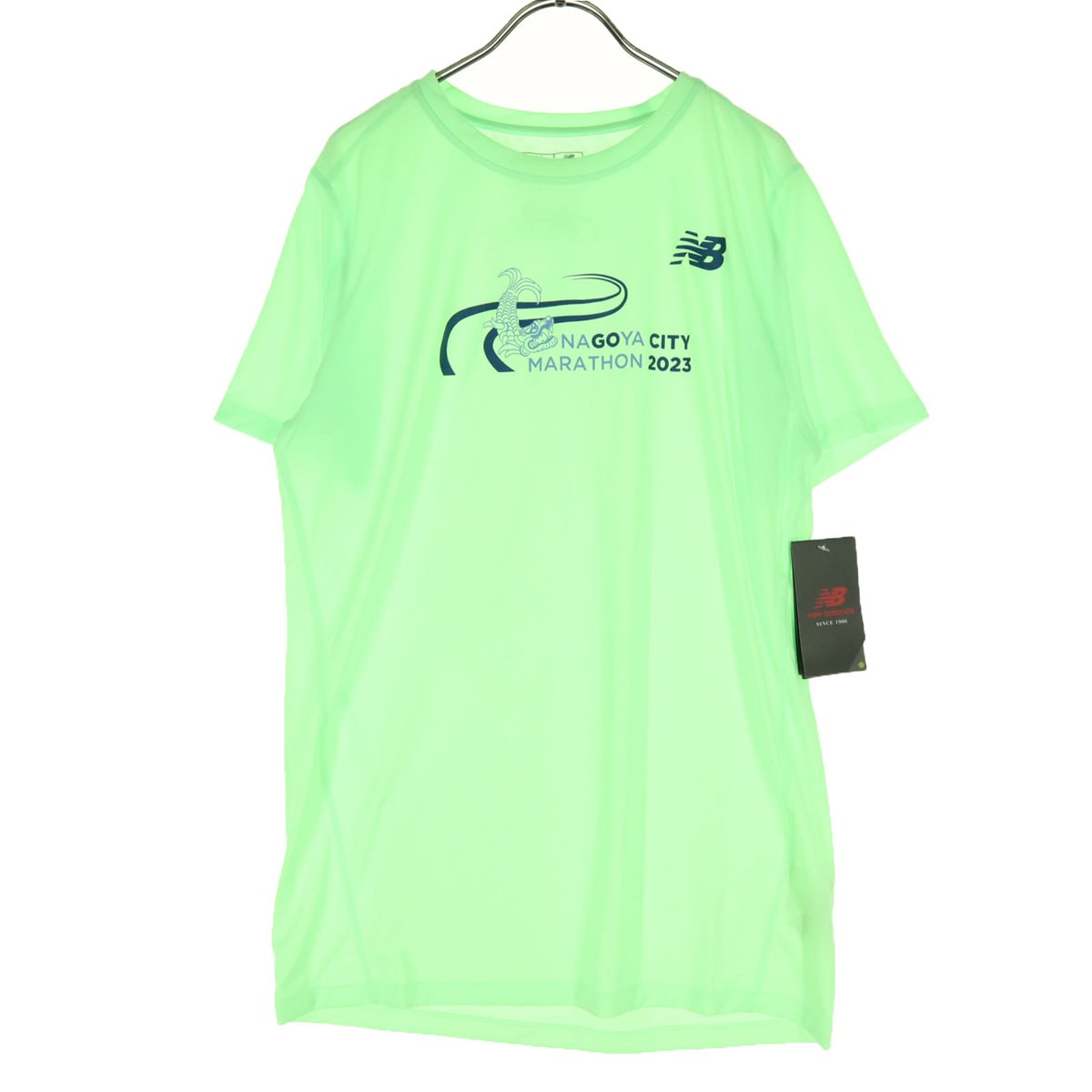 未使用 NEW BALANCE ニューバランス 名古屋シティマラソン2023 両面プリント 半袖 Tシャツ M ライトグリーン