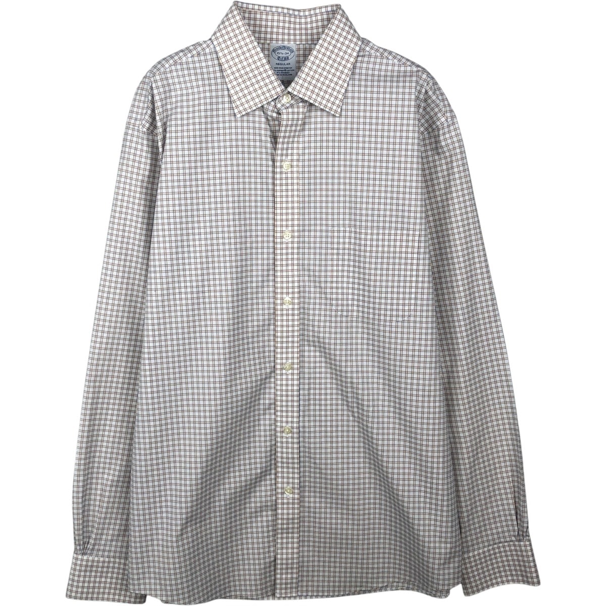 古着 ブルックスブラザーズ Brooks Brothers Est.1818 REGUAR チェック柄 ドレスシャツ メンズM相当/eaa643330