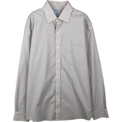古着 ブルックスブラザーズ Brooks Brothers Est.1818 REGUAR チェック柄 ドレスシャツ メンズM相当/eaa643330