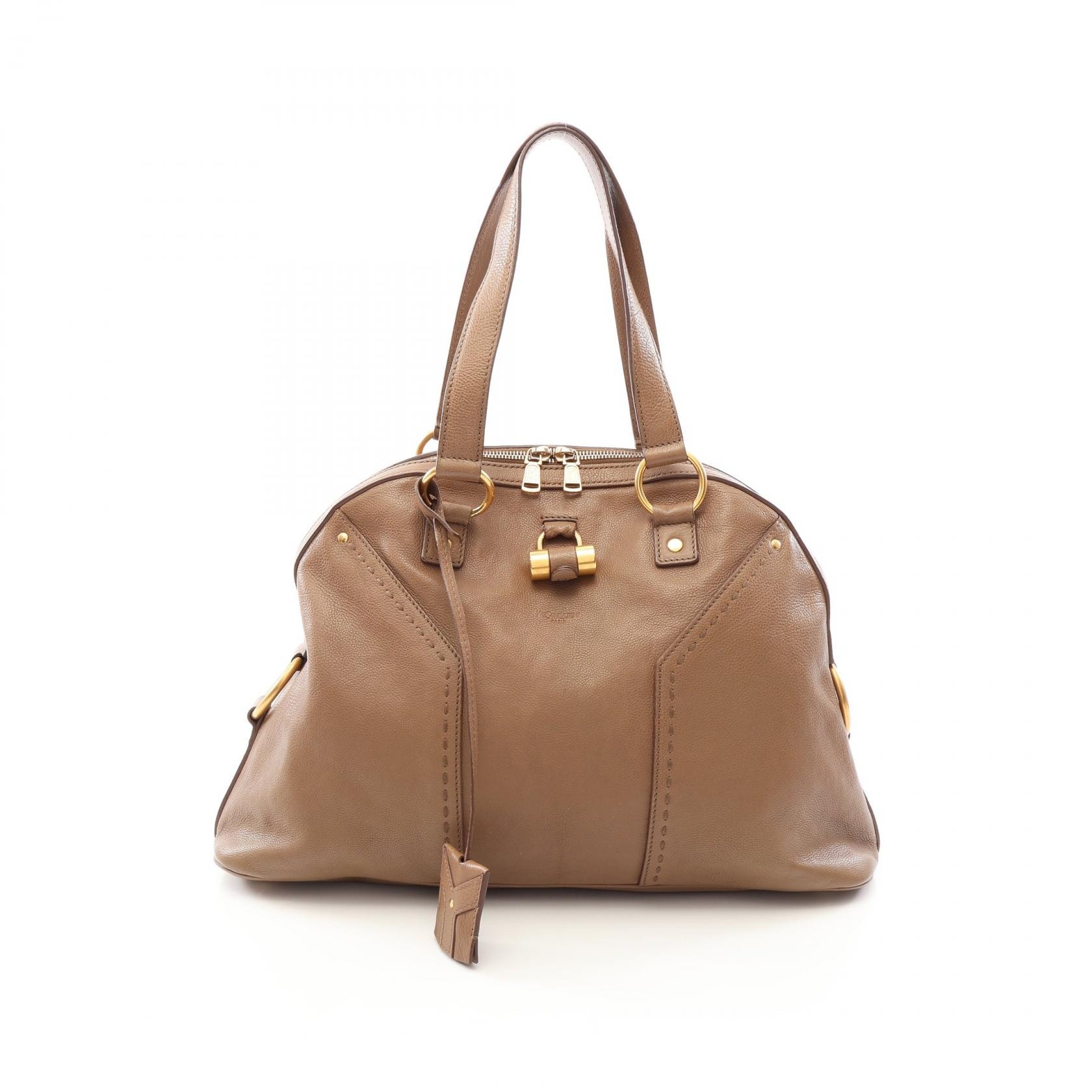 イヴ・サンローラン YVES SAINT LAURENT ミューズ ハンドバッグ バッグ レザー レディース ブラウン系 【中古】
