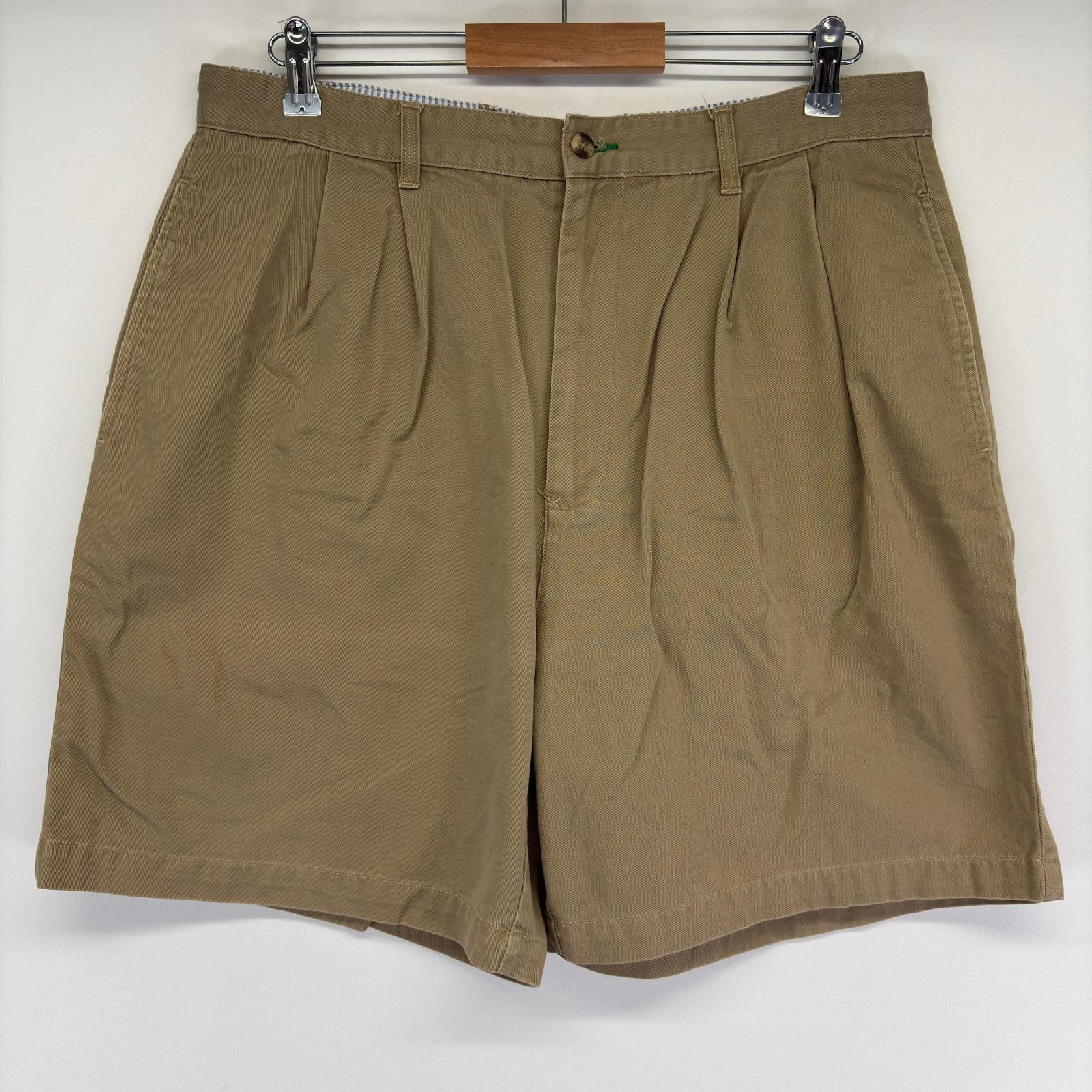 古着 トミーヒルフィガー TOMMY HILFIGER パンツ チノパン ツータック ワンポイント ハーフパンツ ショート w36  ベージュ 無地 メンズ