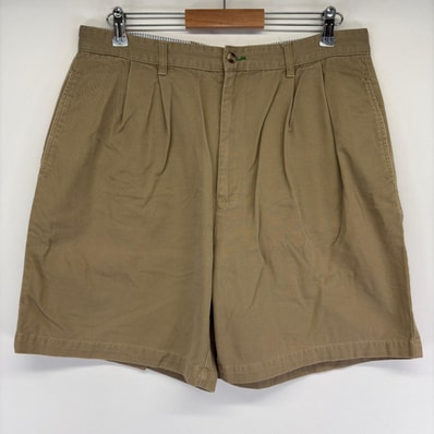 古着 トミーヒルフィガー TOMMY HILFIGER パンツ チノパン ツータック ワンポイント ハーフパンツ ショート w36 ベージュ 無地 メンズ