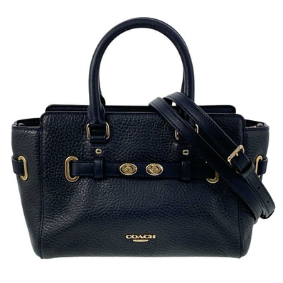 COACH コーチ スワッガー 2WAY トートバッグ F37635 レザー ネイビー レディース【中古】
