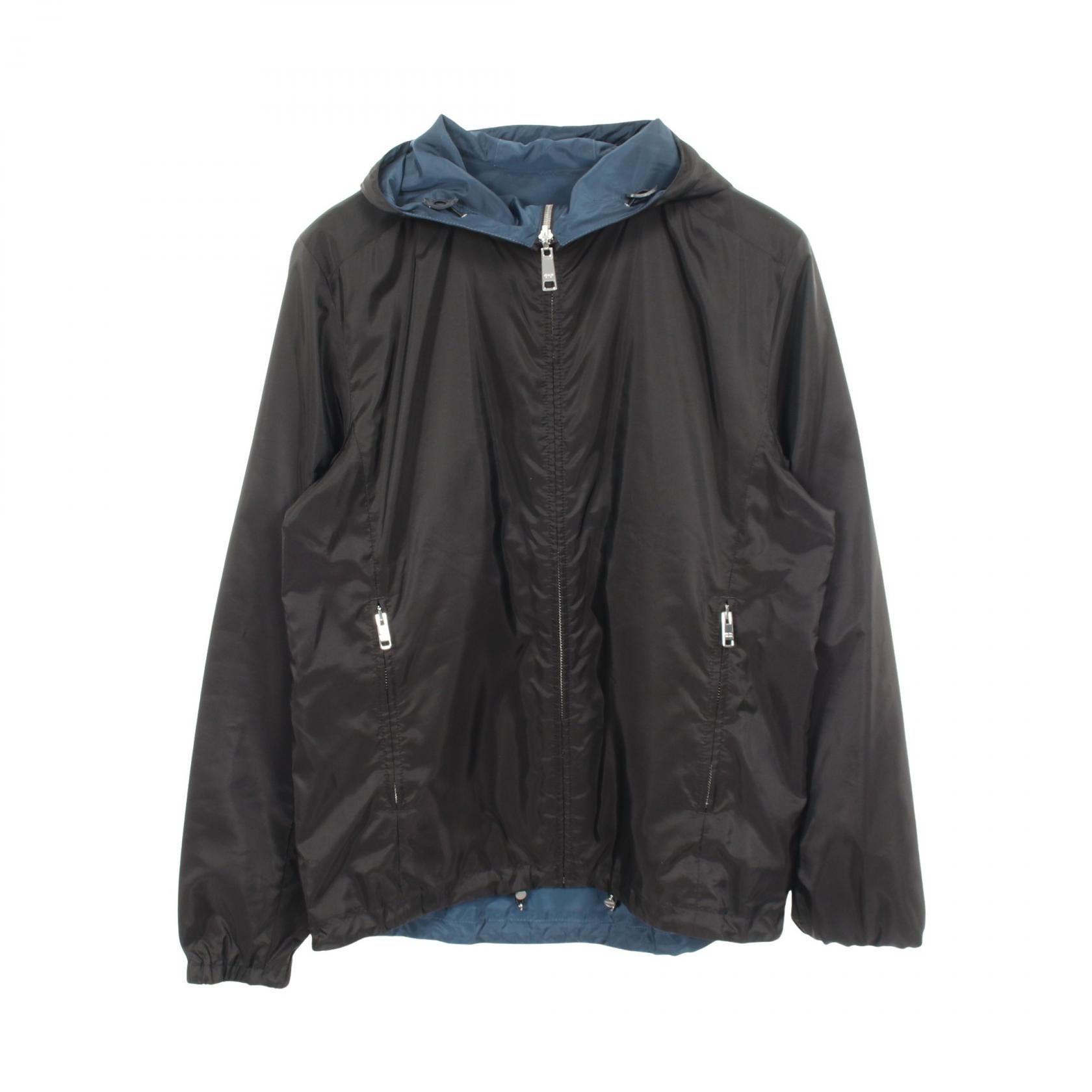 プラダ PRADA リバーシブル フード付き 衣料品 アウター ポリエステル メンズ ブラック系 / ネイビー系 SGH058 【中古】