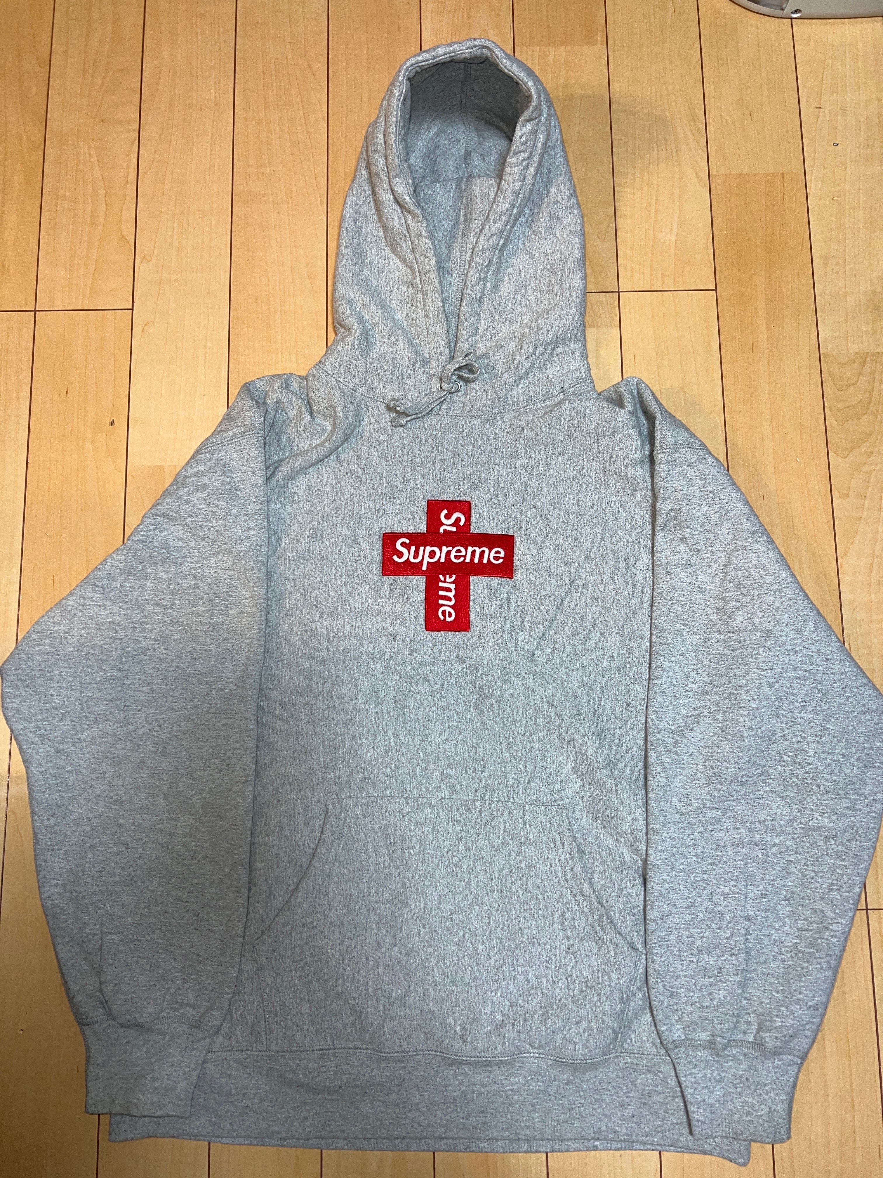 Supreme Cross Box Logo Hooded Sweatshirt "Grey"