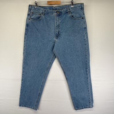 古着 カーハート Carhartt デニムパンツ テーパード 5ポケット ジップ ジーンズ ジーパン 長ズボン 色落ち w42 L30 ブルー メンズ