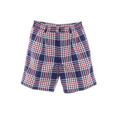 【中古】ビームス BEAMS コットン チェック ショートパンツ ネイビーxレッド【サイズS】【メンズ】
