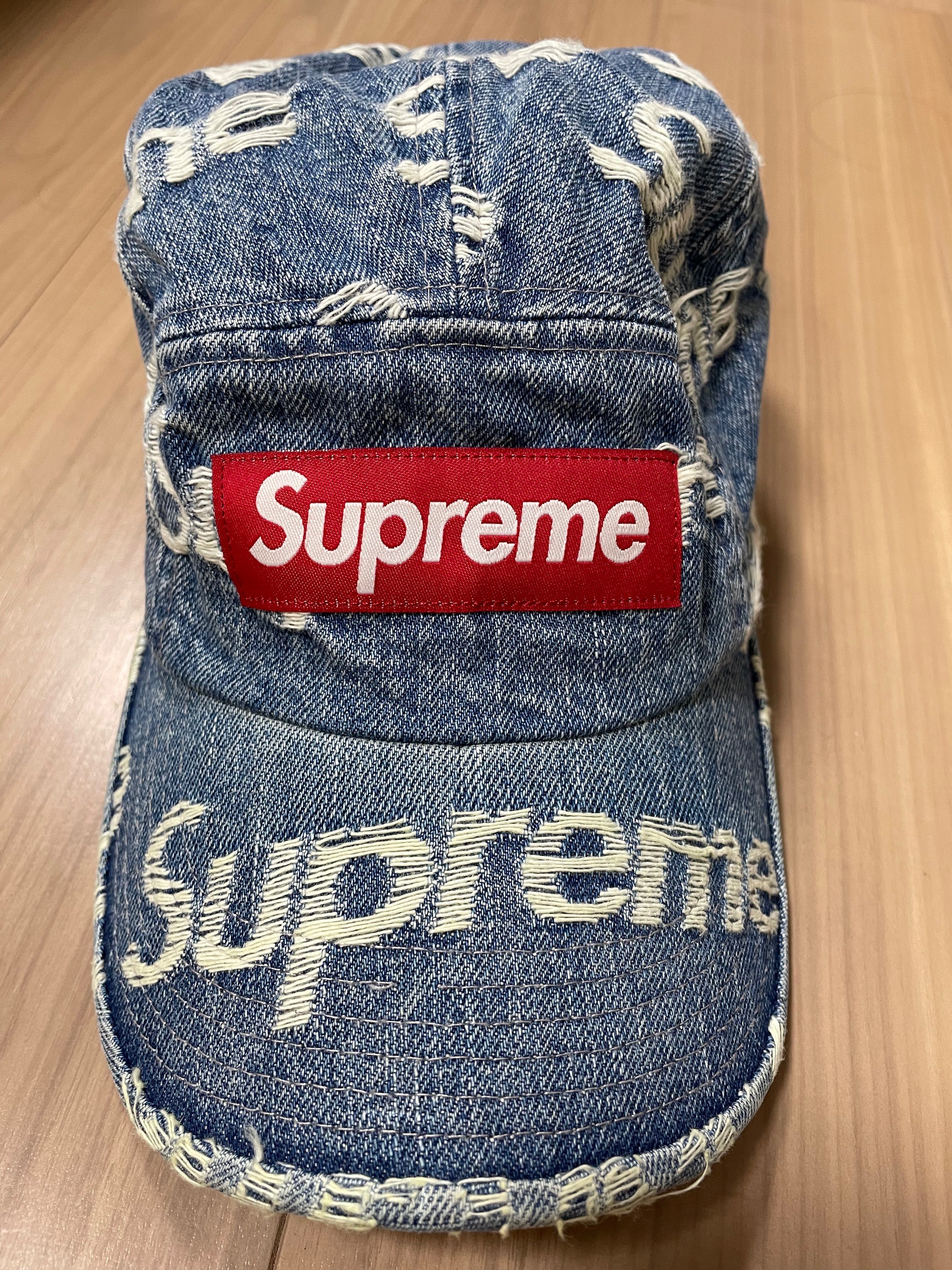 Supreme Frayed Logos Denim Camp Cap "Blue"