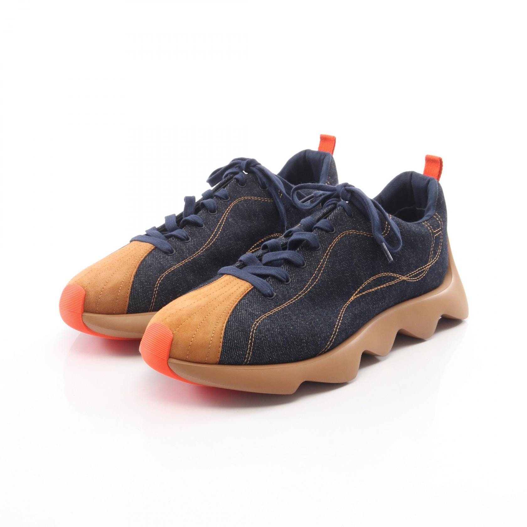 エルメス HERMES アンヴォル スニーカー 靴 デニム スウェード メンズ ネイビー系 / ブラウン系 【中古】
