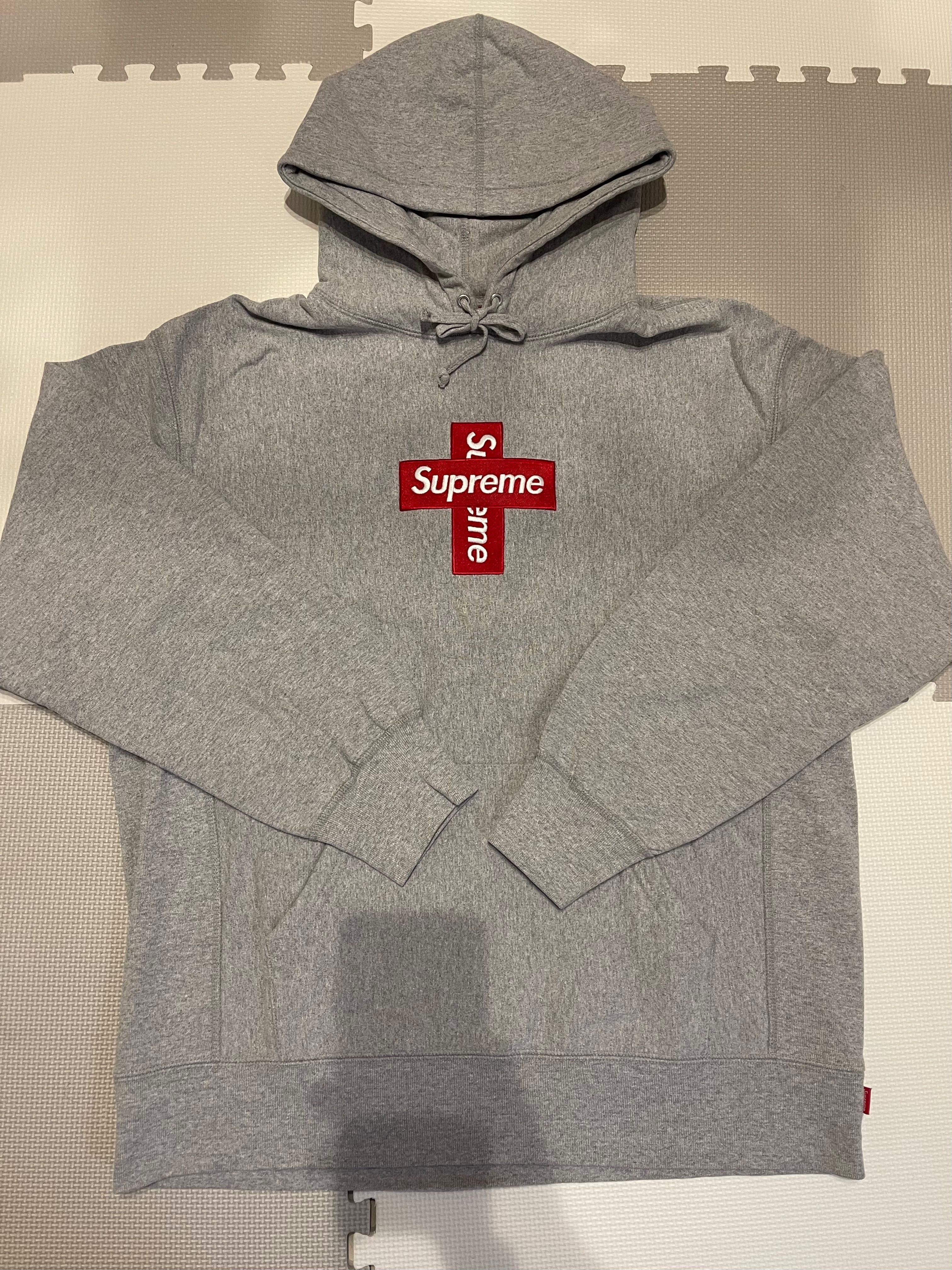 Supreme Cross Box Logo Hooded Sweatshirt "Grey"