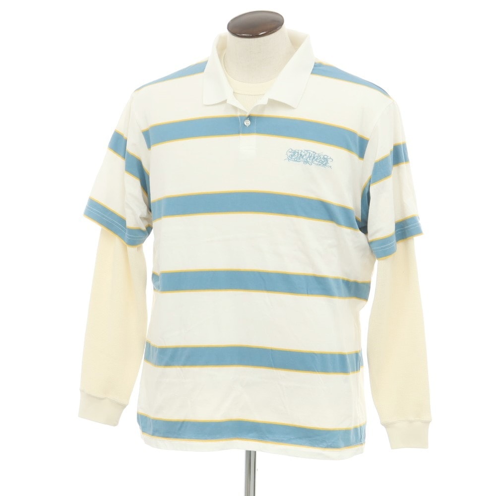 【中古】シュプリーム Supreme 2024年秋冬 Dickies Thermal Polo レイヤード 長袖ポロシャツ ホワイトxブルー【サイズL】【メンズ】