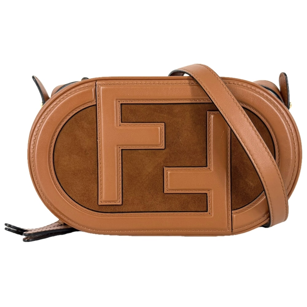 FENDI フェンディ 2WAY オーロック カメラケース ショルダーバッグ ハンドバッグ 肩掛け 斜め掛け 8BS058 レザー ブラウン 茶 ゴールド金具 レディース【中古品】