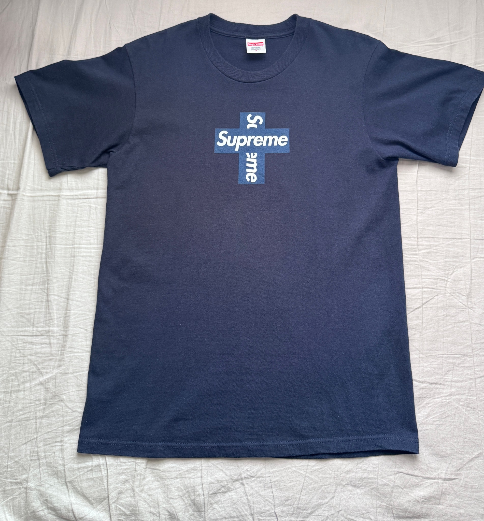 Supreme Cross Box Logo Tee "Navy"