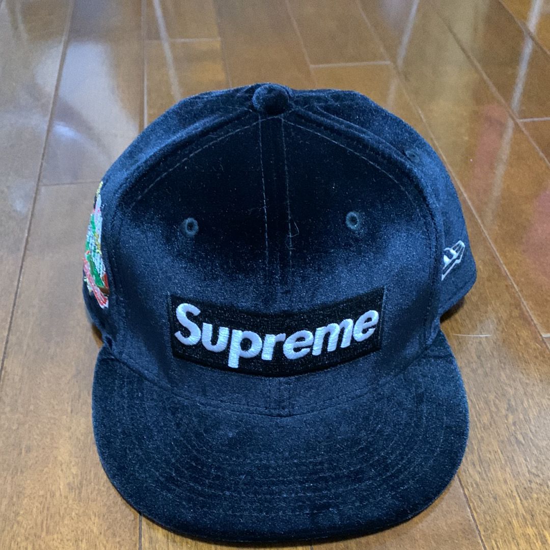 Supreme Velour Box Logo New Era "Black"