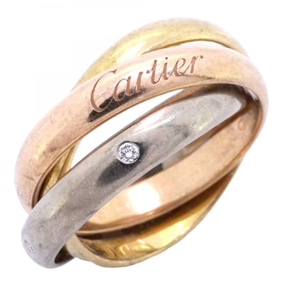 【6jdb0427-22】カルティエ リング トリニティ クラシックモデル 5PD K18YG イエローゴールド K18WG ホワイトゴールド K18PG ピンクゴールド/ダイヤモンド #49【中古】レディース