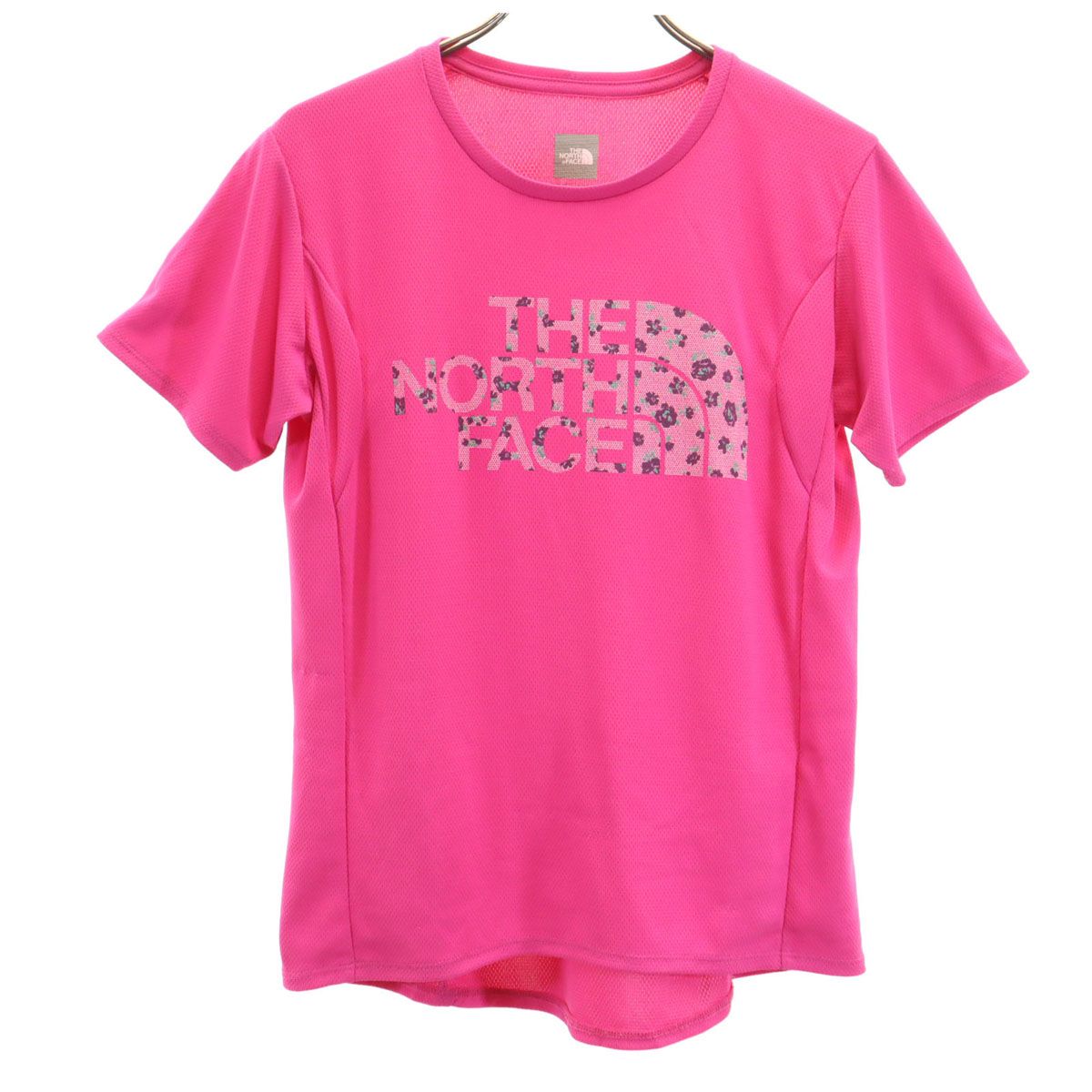 THE NORTH FACE ノースフェイス 花柄ロゴプリント 半袖 Tシャツ M ピンク NTW11291 アウトドア メッシュ
