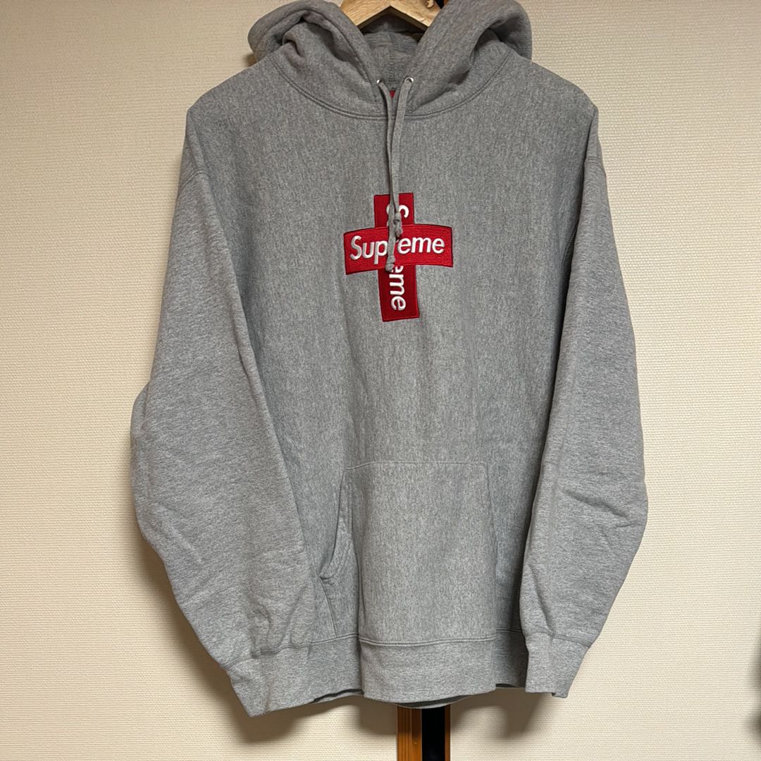 Supreme Cross Box Logo Hooded Sweatshirt "Grey"