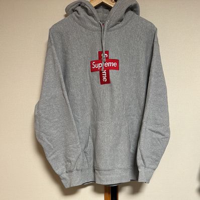 Supreme Cross Box Logo Hooded Sweatshirt "Grey"