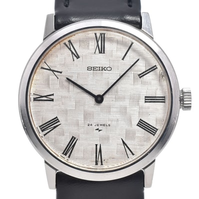 セイコー SEIKO 4S24-0060 シャリオ シルバー 手巻き メンズ 腕時計 H#147588