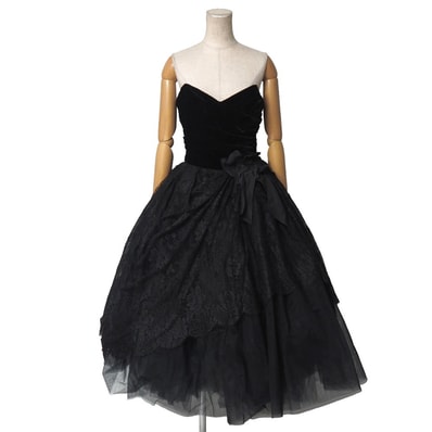 DOLCE&GABBANA ドルチェアンドガッバーナ ドレス サイズ40 ベロア レース フラワー ブランド古着【中古】20260508/RA9306