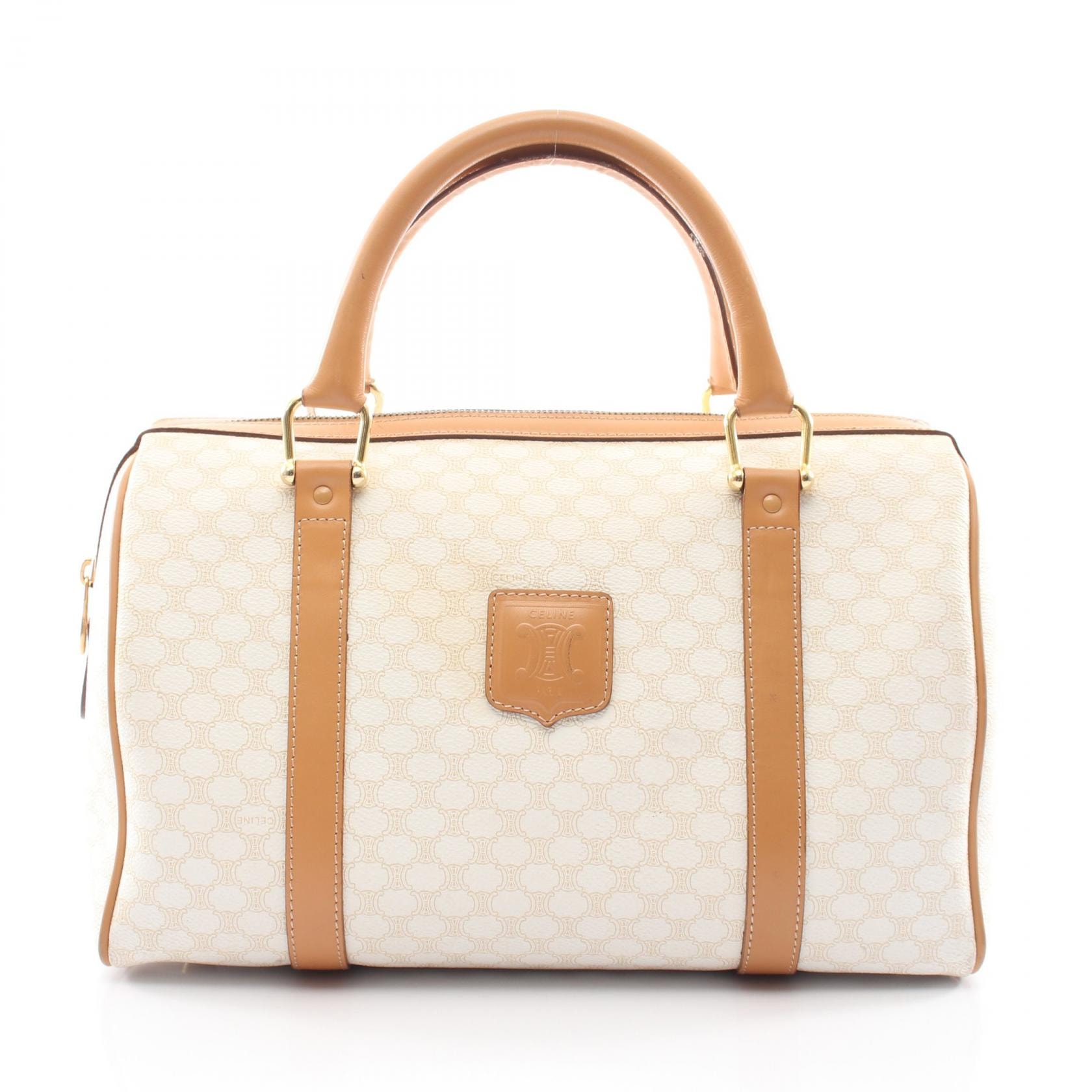 セリーヌ CELINE マカダム ハンドバッグ バッグ コーティングキャンバス/レザー レディース ホワイト系 / ベージュ系 【中古】