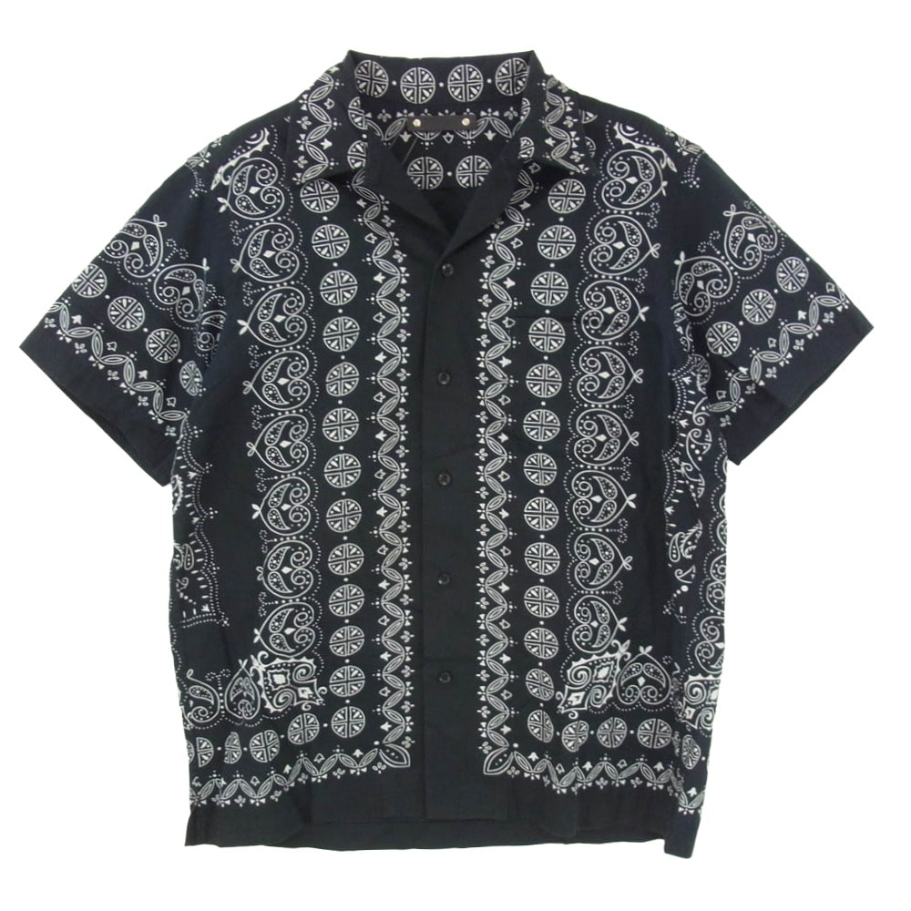 MINEDENIM マインデニム 21SS 2104-5004-97-022 BANDANA ペイズリー柄 半袖 オープンカラー 開襟 シャツ ブラック系 2【中古】