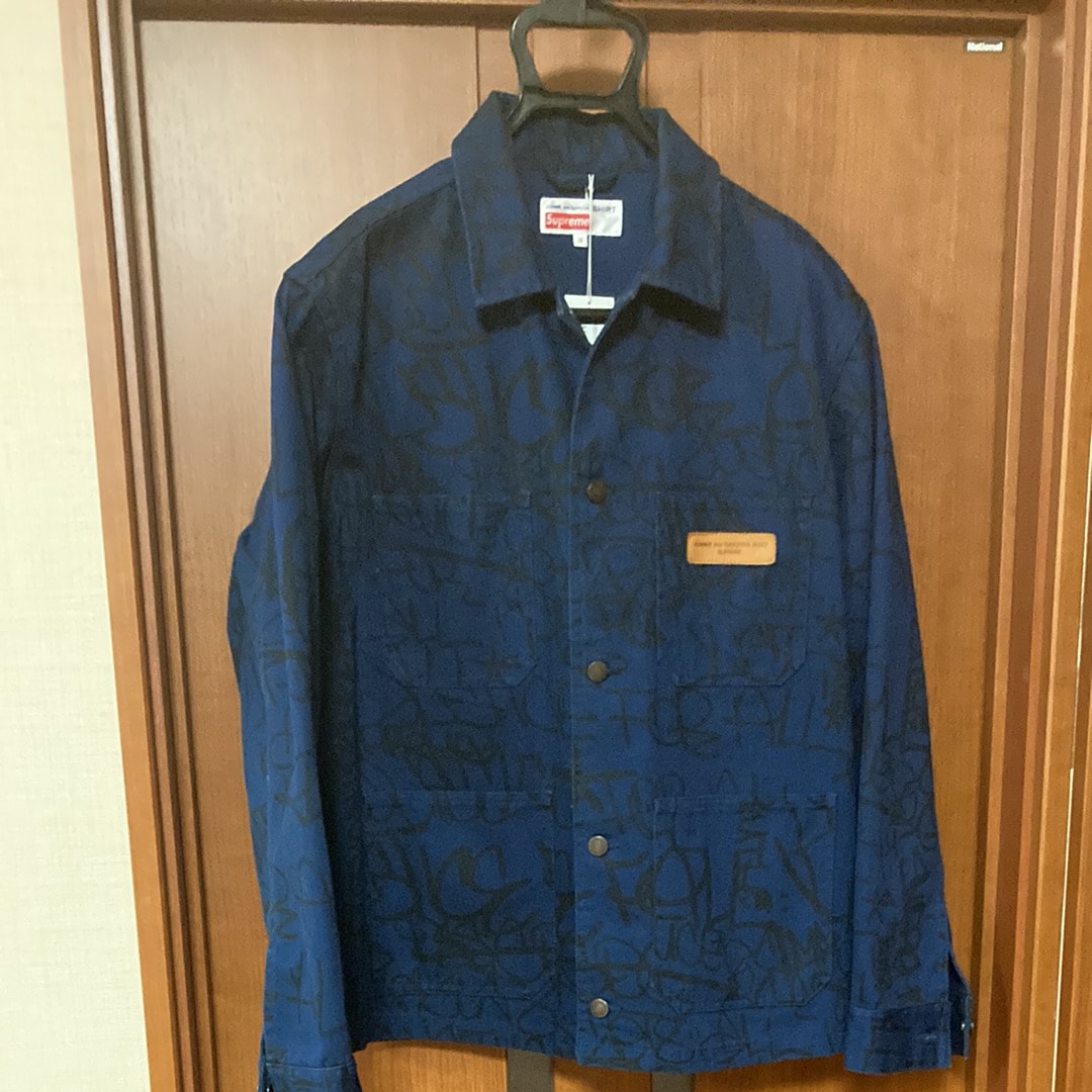 Supreme / Comme des Garçons SHIRT® Painted Canvas Chore Coat "Navy"