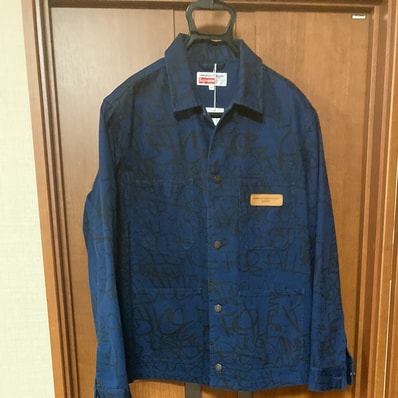 Supreme / Comme des Garçons SHIRT® Painted Canvas Chore Coat "Navy"
