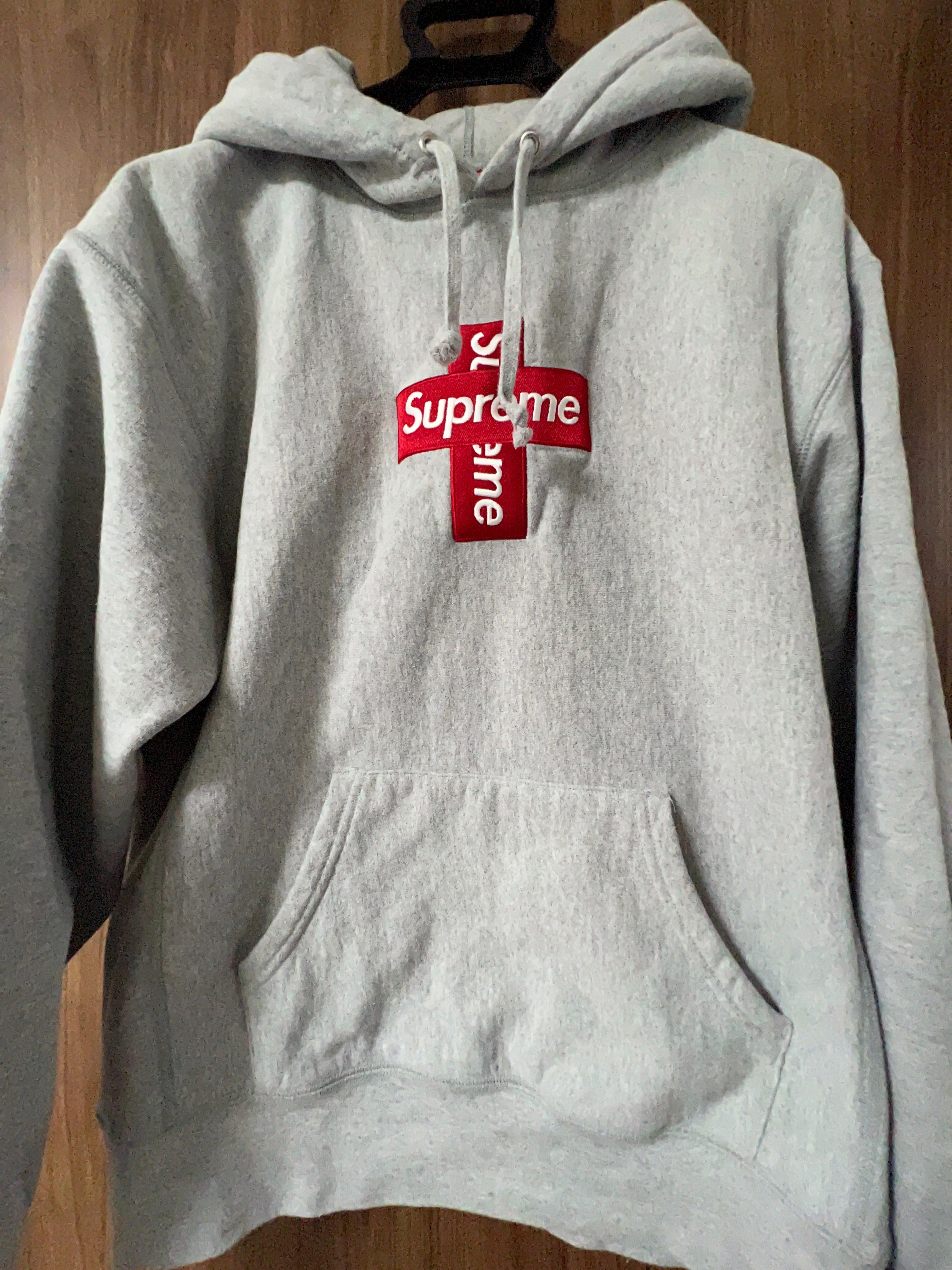 Supreme Cross Box Logo Hooded Sweatshirt "Grey"