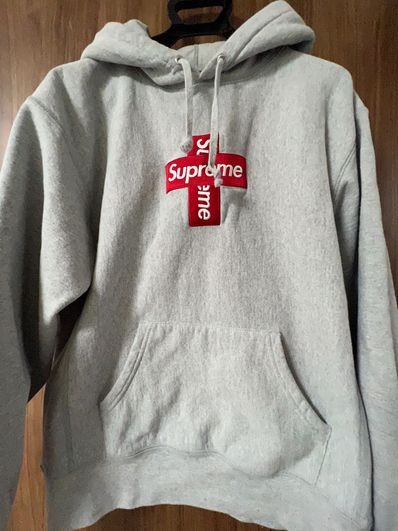 Supreme Cross Box Logo Hooded Sweatshirt "Grey"