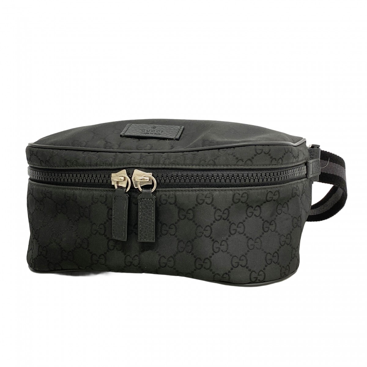 【6cd4914-k】グッチ ウエストバッグ GGナイロン 449182 ナイロン ブラック シルバー金具【中古】メンズ レディース ユニセックス