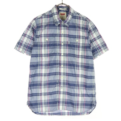 美品 Levi's リーバイス 半袖 チェックシャツ XS ブルー系