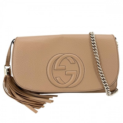 GUCCI グッチ ショルダーバッグ ソーホー インターロッキングG チェーンバッグ タッセル 536224 レザー ブラウン 茶 ゴールド金具 レディース 美品【中古品】