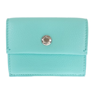ティファニー TIFFANY&Co. コンパクトウォレット 三つ折り財布 レザー ブルー シルバー金具 レディース【中古】【Aランク】