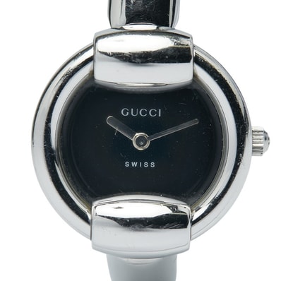グッチ 腕時計 バングルウォッチ 1400L クオーツ ブラック文字盤 ステンレススチール レディース GUCCI 【中古】