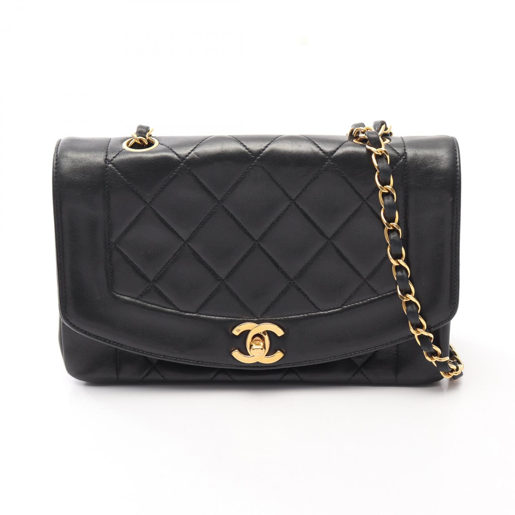 シャネル CHANEL マトラッセ ダイアナフラップ ショルダーバッグ バッグ ラムスキン(羊革) レディース ブラック系 A01164 【中古】