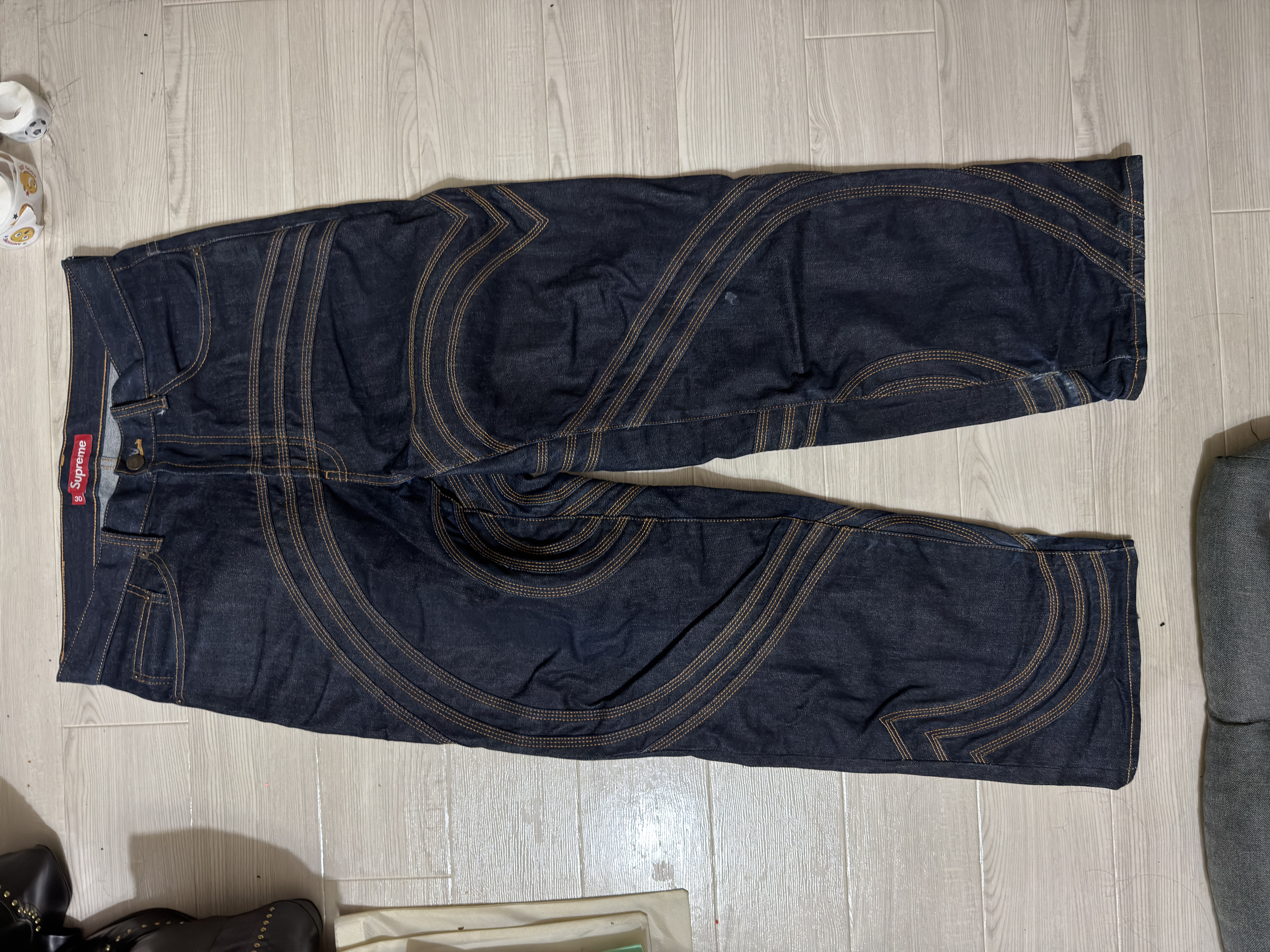 Supreme S Logo Rigid Baggy Jean "Rigid Indigo"