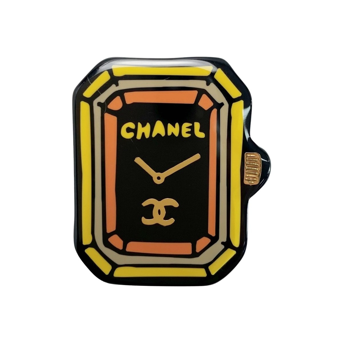 CHANEL シャネル 手書き風の腕時計モチーフ イエロー ジュエリー アクセサリー ピンブローチ