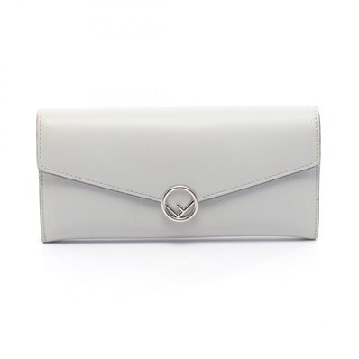 フェンディ FENDI エフ イズ 二つ折り長財布 財布 レザー レディース グレー系 8M0251 【中古】