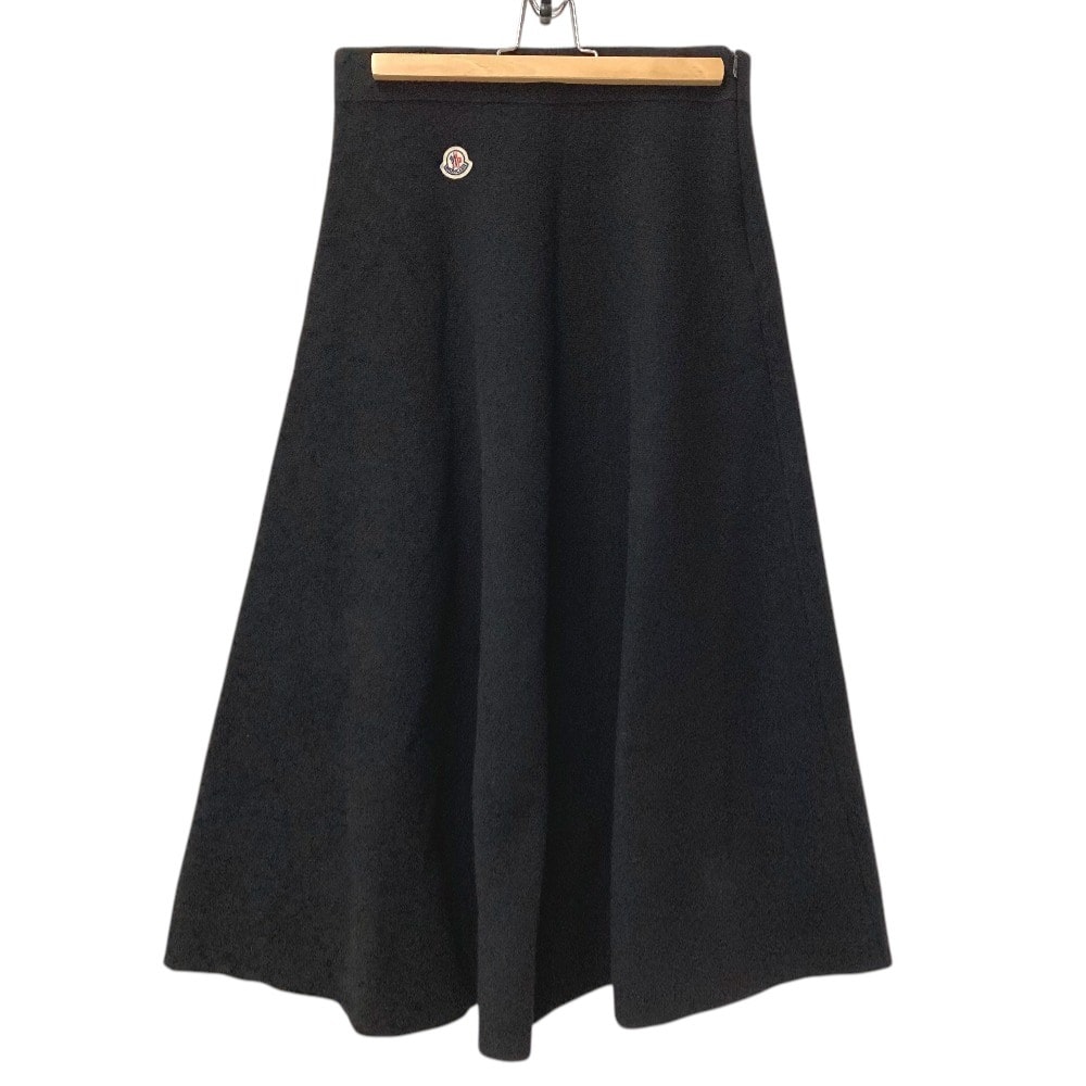 モンクレール MONCLER GONNA TRICOT KNITWEAR SKIRT ロゴ ワッペン スカート アパレル  ロングスカート ウール ブラック