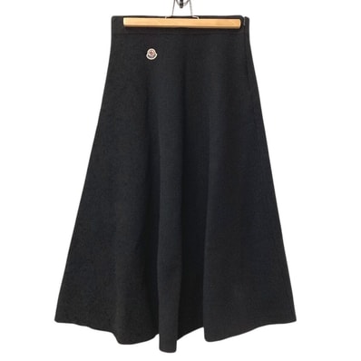 モンクレール MONCLER GONNA TRICOT KNITWEAR SKIRT ロゴ ワッペン スカート アパレル ロングスカート ウール ブラック
