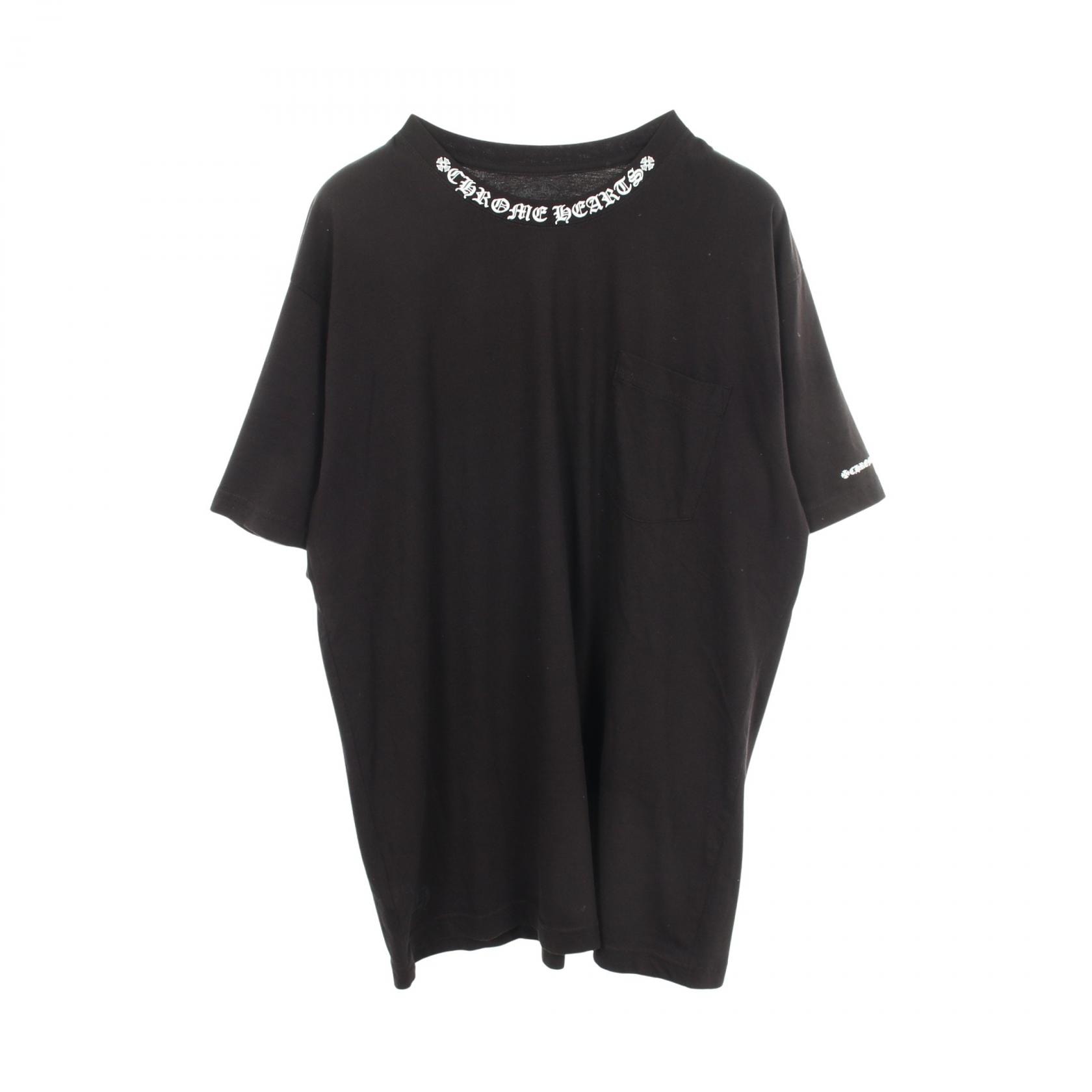 クロムハーツ CHROME HEARTS ネックロゴ ポケット付き 半袖Tシャツ 衣料品 トップス コットン メンズ ブラック系 【中古】