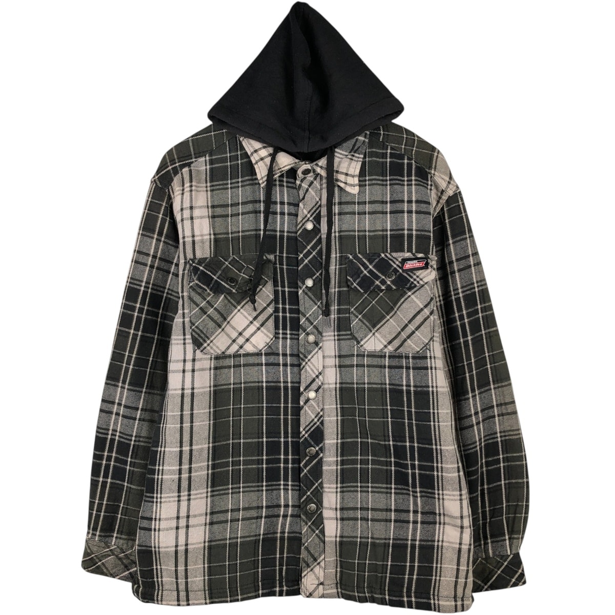 古着 ディッキーズ Dickies 長袖 フード付き ヘビーネルチェックシャツ シャツジャケット メンズL相当/eaa589048