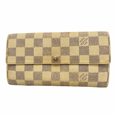 【6fa1294】ルイヴィトン 長財布 ダミエ・アズール ポルトフォイユサラ N61735 ホワイト【中古】レディース