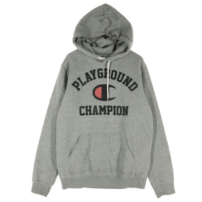 Champion チャンピオン 裏起毛 日本製 カレッジプリント 長袖 スウェットパーカー MEDIUM グレー
