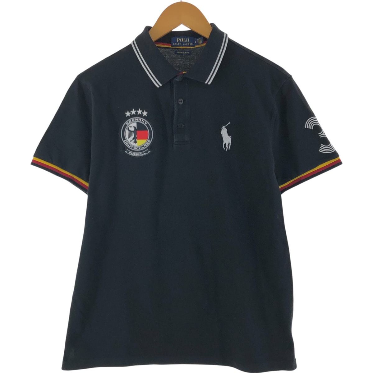 古着 ラルフローレン Ralph Lauren POLO RALPH LAUREN CUSTOM SLIM FIT ドイツ代表 半袖 ポロシャツ メンズL相当/eaa533091